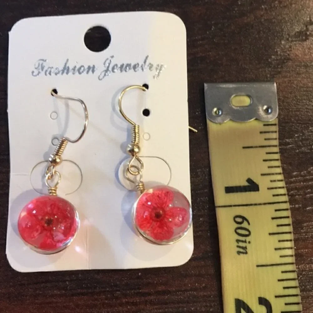 Dried Flowers Glass Crystal earrings jewelry